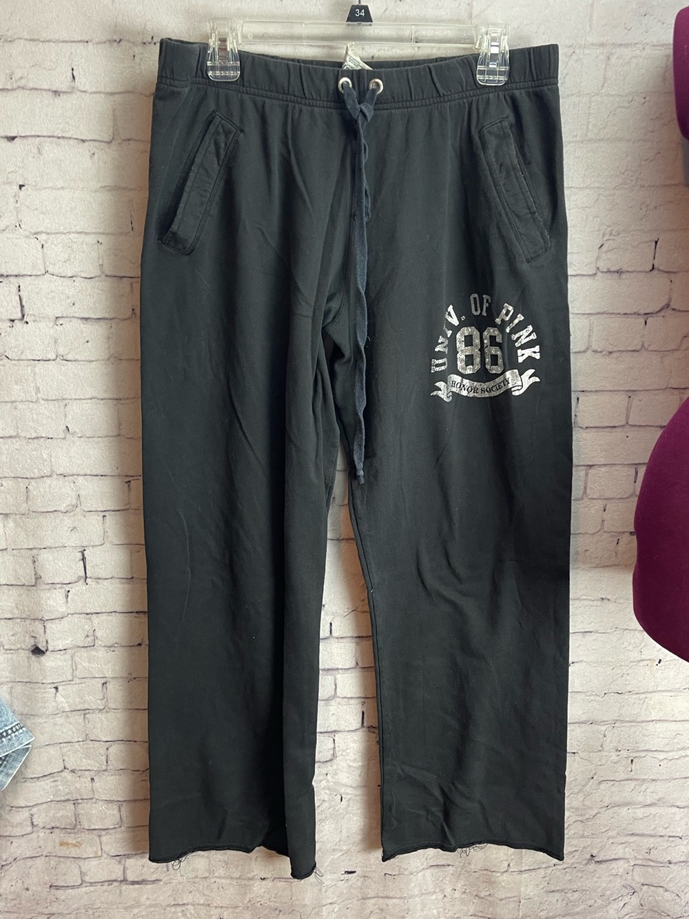 Pink Victorias Secret size m Y2K vintage black sweats with silver bling